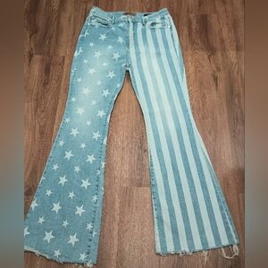 Judy Blue Women's Star & Stripes Flare Stretch Jeans Size 15/32